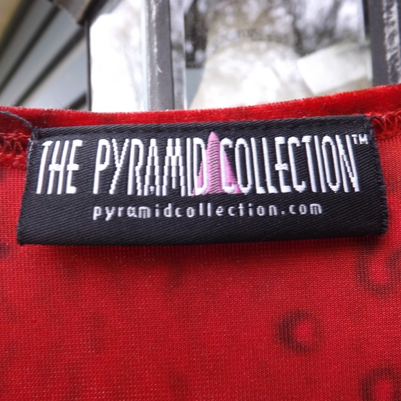 Red & black floral ruffled Pyramid Collection top - Picture 4 of 4